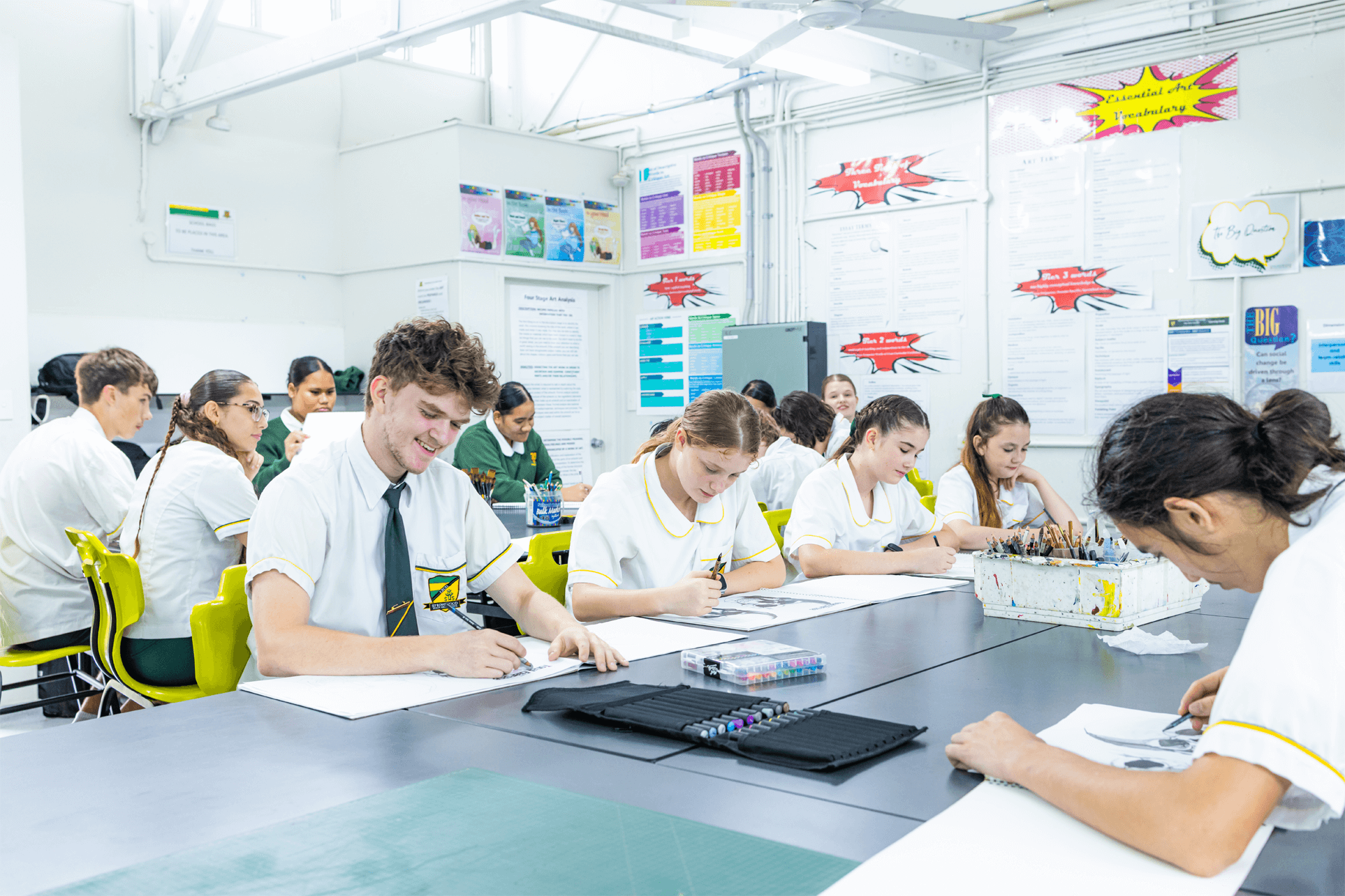 Children in art class at Springwood State High School